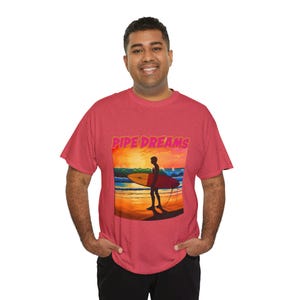 Pipe Dreams unisex t-shirt i kraftig bomull, strandtröja, sommarsurftröja för surfare, semesterkläder, present till havsälskare