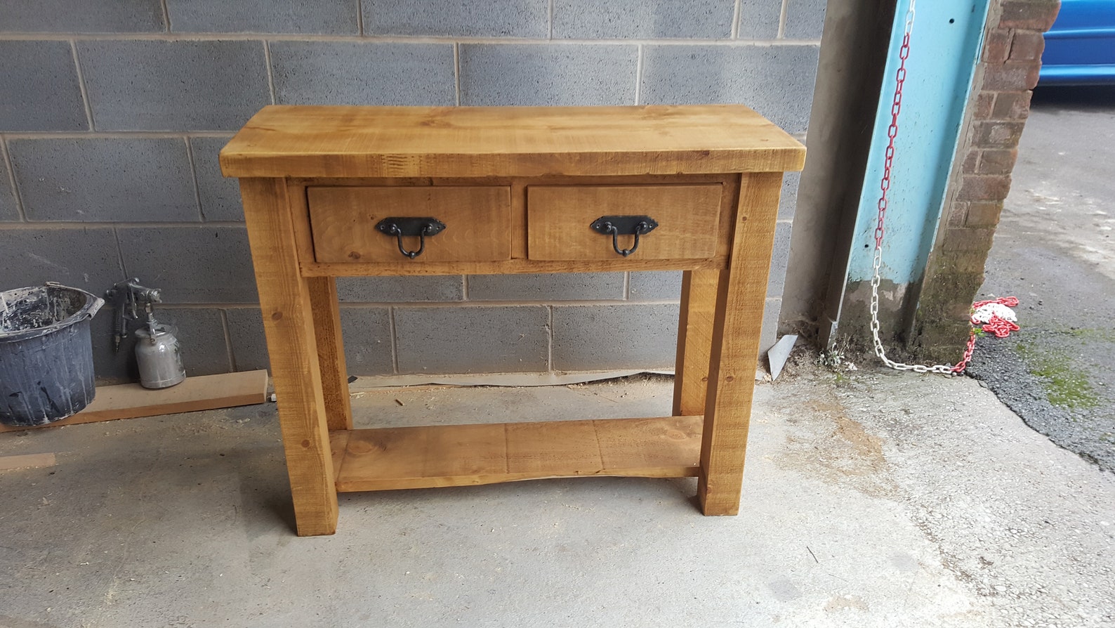 Rustic Console Table Solid Wood Chunky Hall Table Etsy