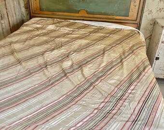 Sooo Gorgeous rare collectible large round bed toppers cotton backed silk tafetta pin stripe elegant farmhouse