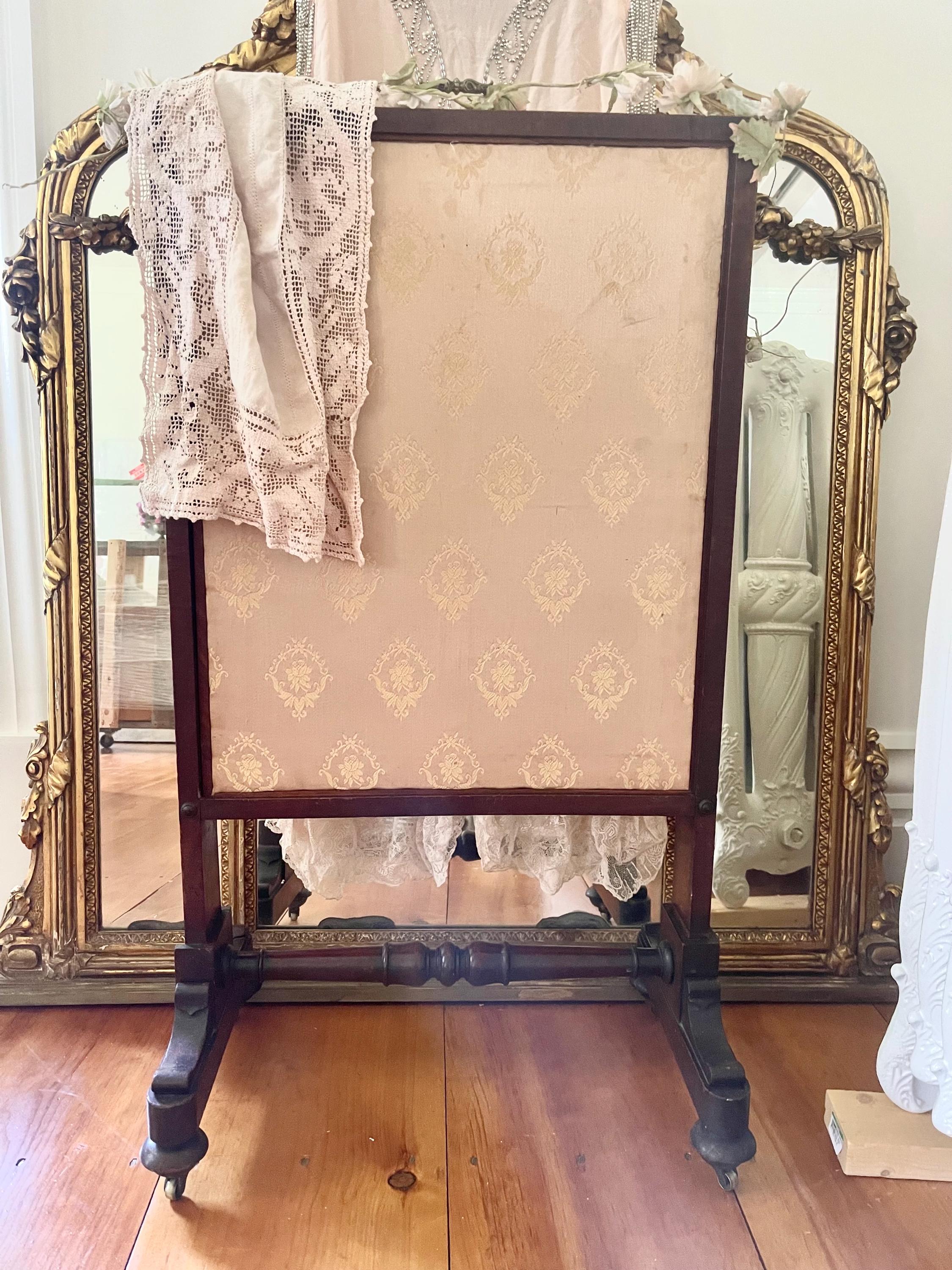 green emerald velvet dress Antique Painted Canvas Room Divider/Screen, 19th Century (0G001B)  The  Perfect Thing