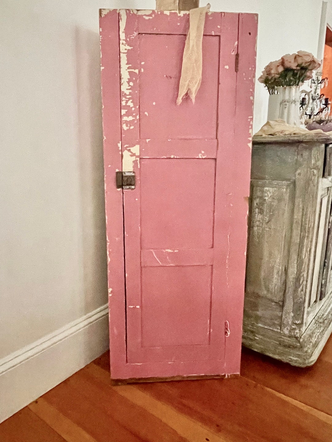 The Best OLD All Original Chippy Pink Wall Built in Salvaged Farmhouse ...