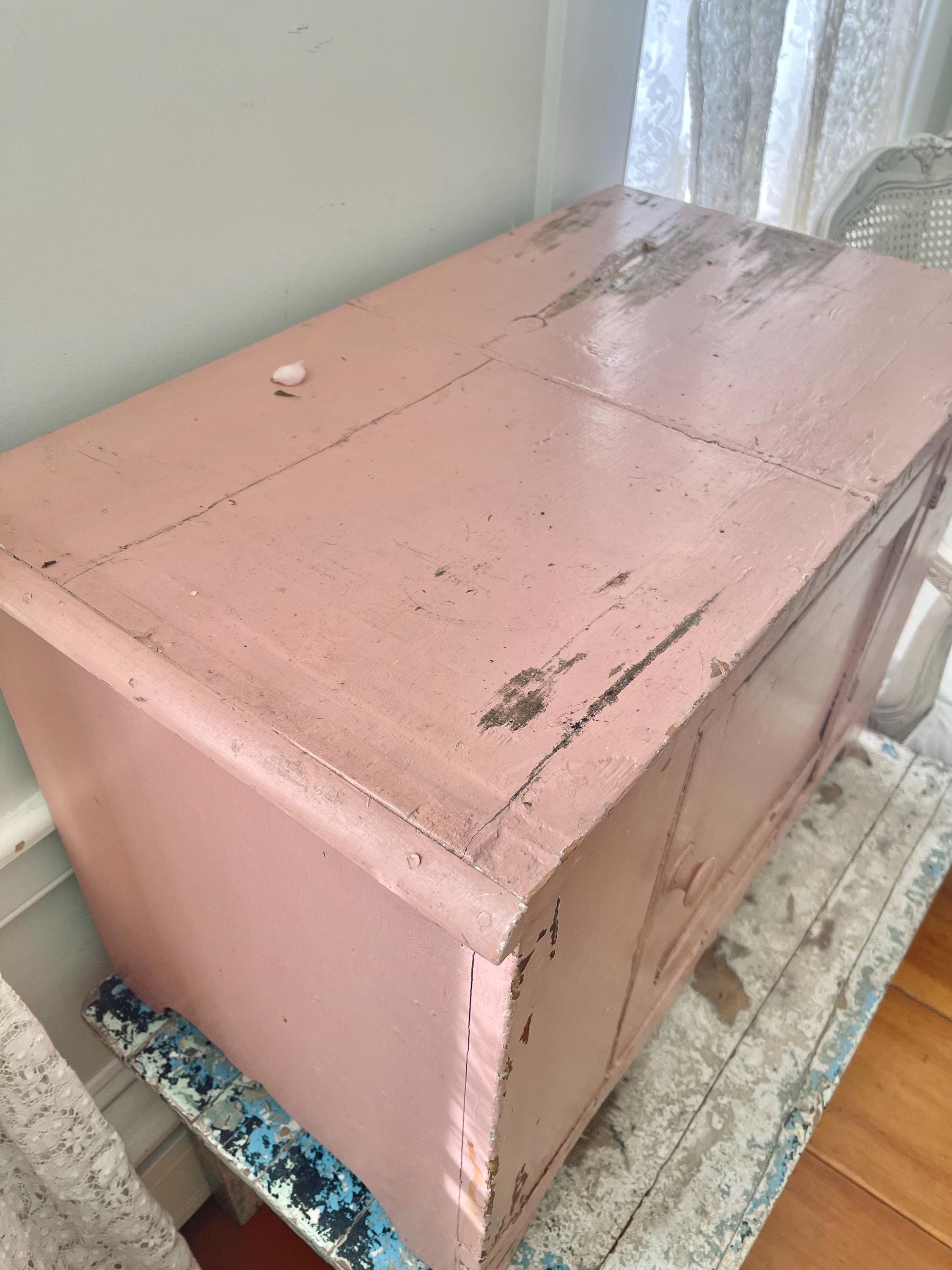 The Best OLD All Original Chippy Pink Low Boy Farmhouse Cabinet Shabby ...