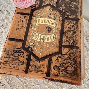 Exceptional RARE 1872 HUGE German  gilt pictorial Family Bible Shabby European gem! Stunning collectible display 100&#39;s of rare pages