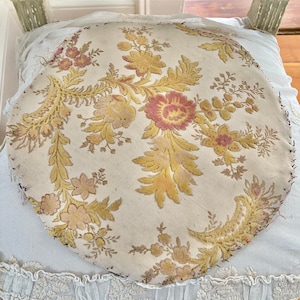 Rare antique French chair seat upholstery early 1800&#39;s silk jacquard salvaged remnant