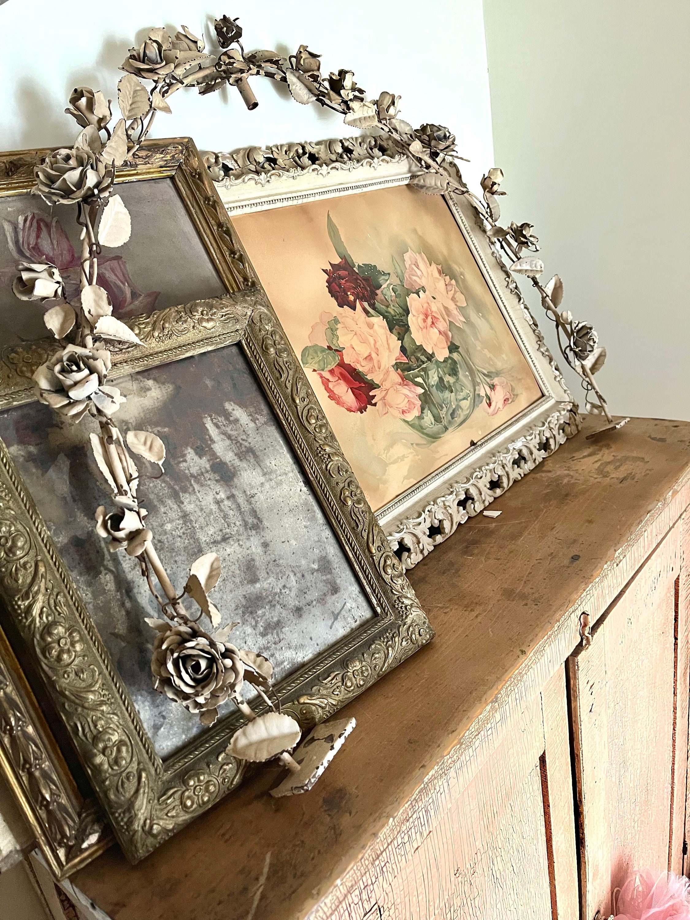 Incredible Rare Large!! Metal Art Salvage Roses Chippy Rachel Ashwell ...