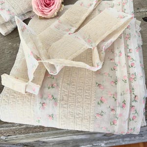 The prettiest vintage shabby cottage Ditsy pink rose bud curtains or shower curtain ensemble new old stock 1960&#39;s
