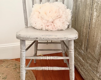 Fabulous antique shabby chic gray chippy spindle farmhouse chair.  As seen on Rachel Ashwell