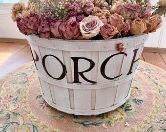 Wunderschöner großer Vintage Apfelpflückeimer weiß shabby für den Garten / zur Aufbewahrung von Blumen