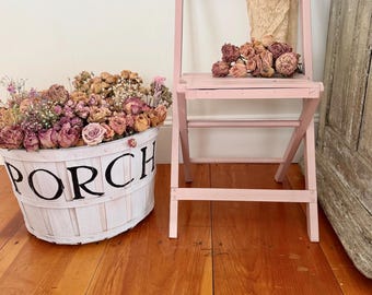 Fabulous vintage shabby pink wood folding chair bistro chair