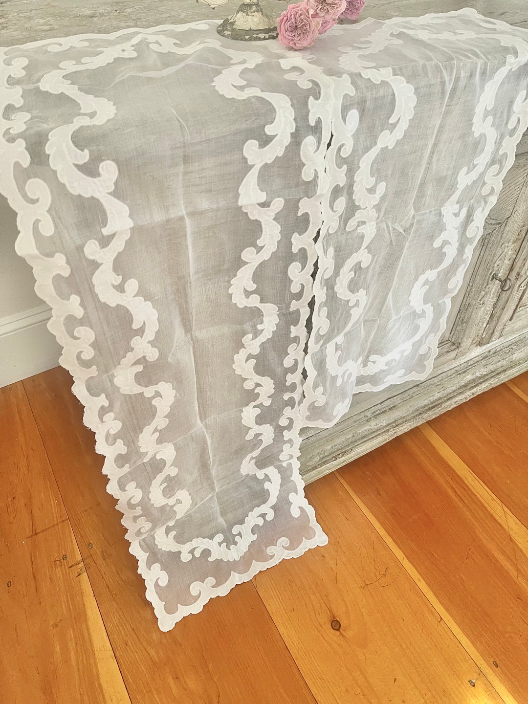 Antique Set French Gauze Tambour Lace Ornate Dresser Etsy