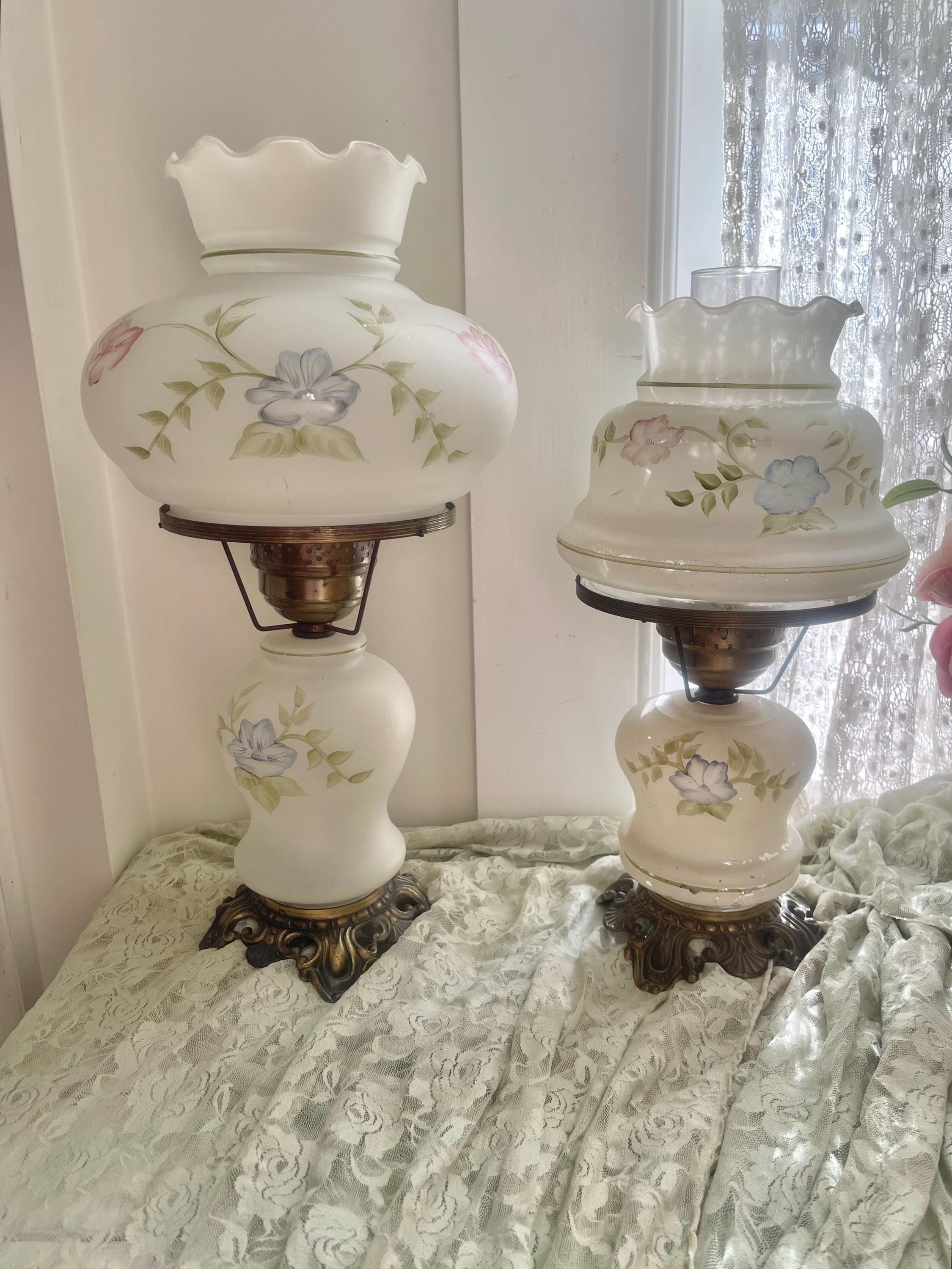Gorgeous Vintage Victorian Hand Painted Floral White Double Dome
