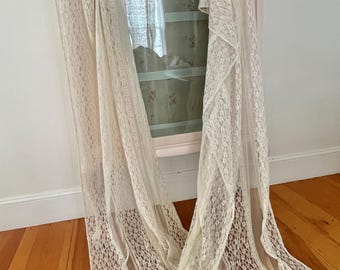 Gorgeous pair of vintage Croscill chantilly lace wide / long lace curtain panels rare lovely decorative toss lace