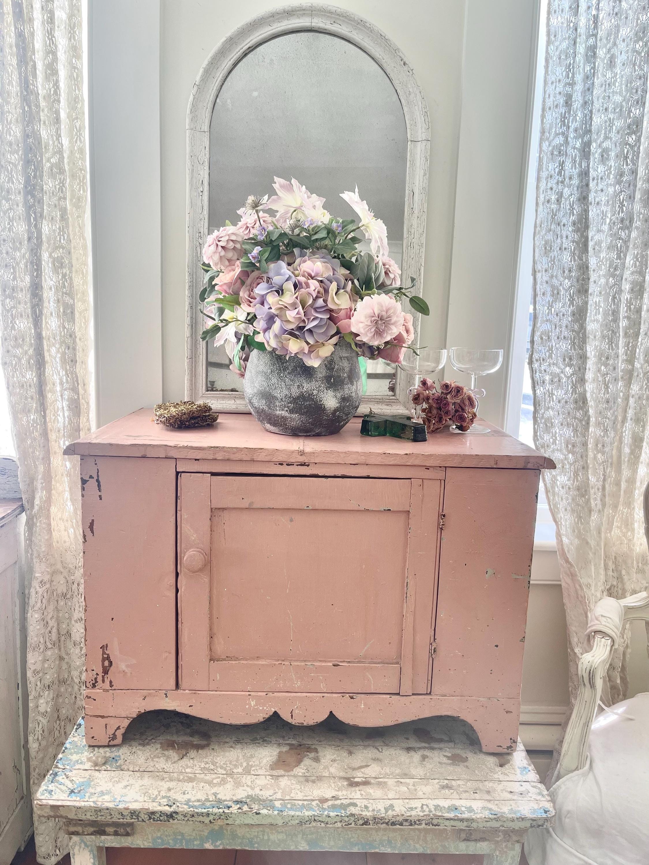The Best OLD All Original Chippy Pink Low Boy Farmhouse Cabinet Shabby ...