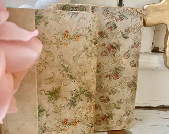 Lovely rare!!! 19th century collectible shabby book stack Fall decor!! set of two- florals  - silver and gold