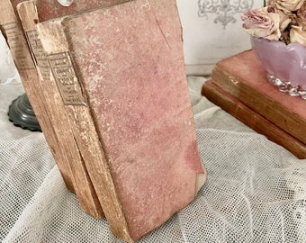 RARE 200 Year Old PINK French Old Paris C1820's Faded Books Set of