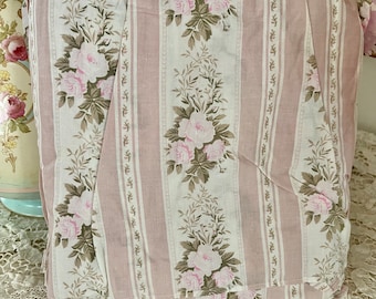 Gorgeous vintage pink rose ticking stripe new old stock home King bed skirt