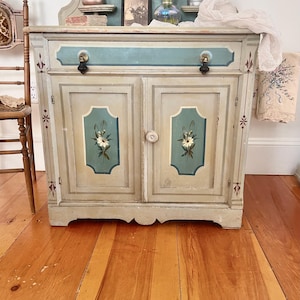 The most gorgeous late 19th century antique shabby farmhouse cottage cabinet original finish hand painted roses candle holders gem