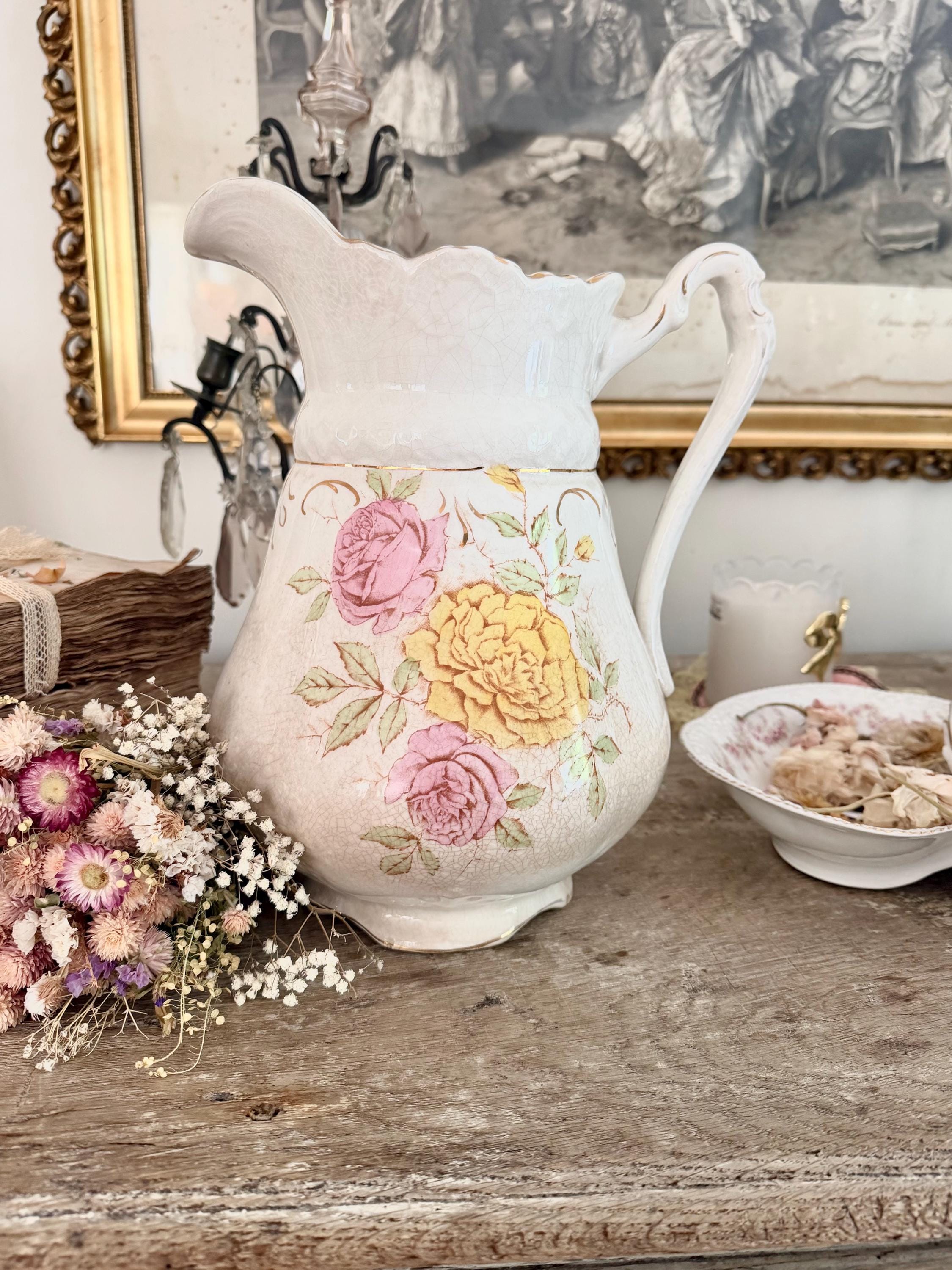 Pink Ironstone Water Pitcher - Etsy