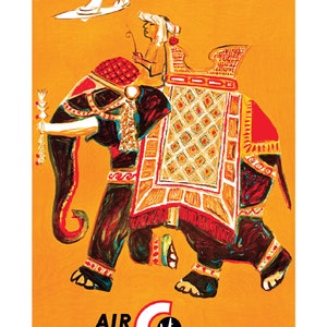 Poster de voyage Super A1 Ceylan, Sri Lanka Éléphant Sapphire, Fly The Sapphire Service to Air Ceylan , 1955 image 2