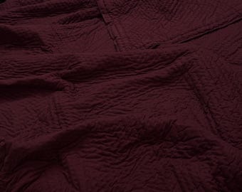 Maroon Red Kantha Quilt, Handmade Cotton Blanket, Boho Throw Coverlet Twin Queen King, Lightweight Sofa Couch Quilt, Quilted Bedspread