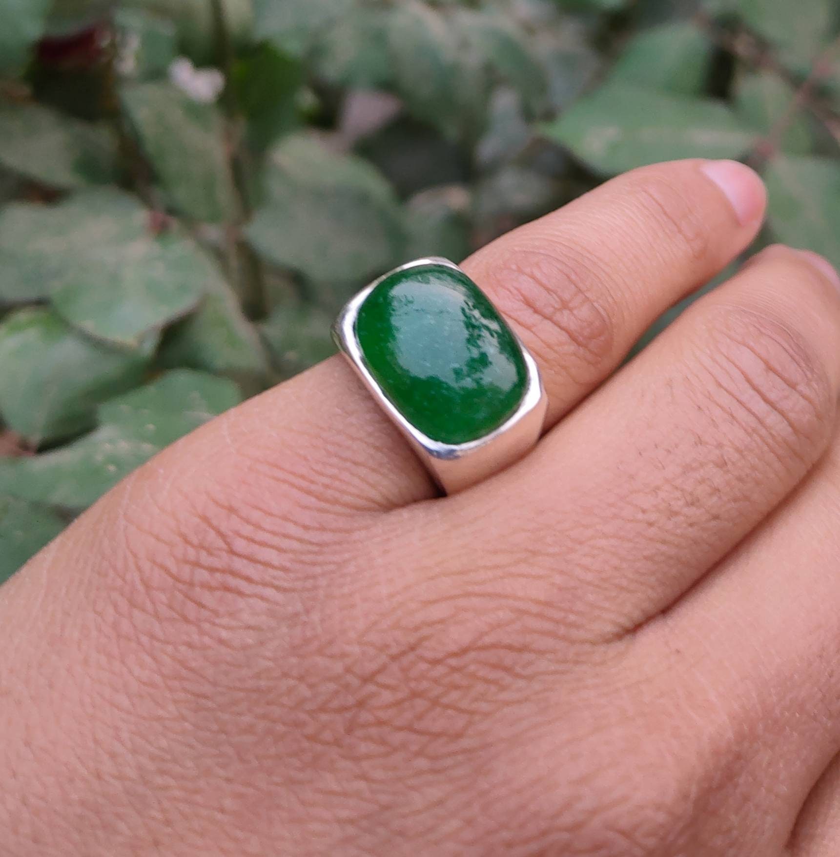 Green Jade Ring Sterling Silver Ring for Men Birthday Etsy