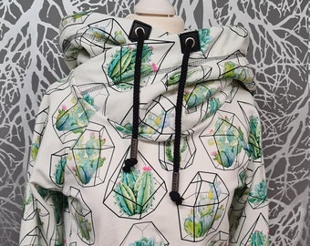 Hoodie Damen Kapuzenpullover Sweatshirt Frauen Kaktus Kakteen Frühling Sommersweat / Größe 34-52 / große Auswahl an Stoffe:)