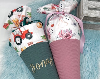 School cones can be personalized / Individual / Candy cone / Daycare / Sibling cone / Many fabrics to choose from
