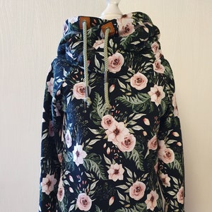 Hoodie Damen Kapuzenpullover Sweatshirt Frauen Blumen Frühling Sommersweat / alle Größen/ Stoff wählbar Größe 34-52 Bild 2