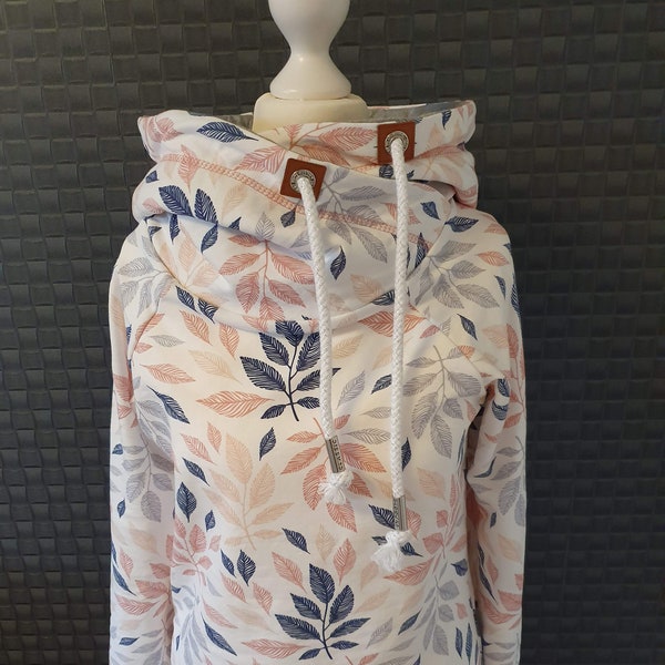 Hoodie women's hoodie sweatshirt women's pastel leaves summer sweat size 34-52