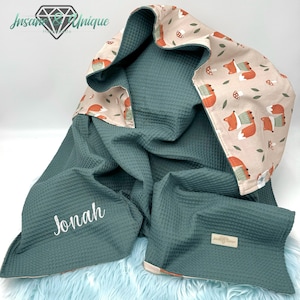Baby blanket waffle piqué / poplin / crawling blanket / cuddly blanket / stroller blanket / customizable with name / birth gift