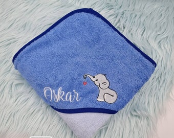 Hooded towel 140 x 140 cm bath towel XXL towel baby personalized with name embroidered / many colors :)