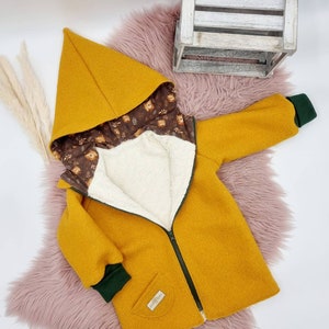 Walk jacket / walk coat for children, babies lined / many fabrics to choose from / tip or round hood, all freely selectable : Forest animals / teddy fur image 3