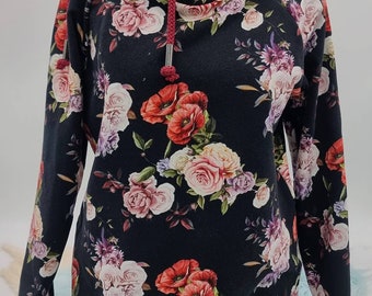 Hoodie Damen Kapuzenpullover Sweatshirt Frauen Blumen Frühling Sommersweat Größe 34-52