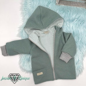 Walkjacke / Walkmantel Kinder Babys gefüttert / viele Stoffe wählbar / Zipfel o. Runde Kapuze, alles frei Wählbar : Waldtiere / Teddyfell Bild 1