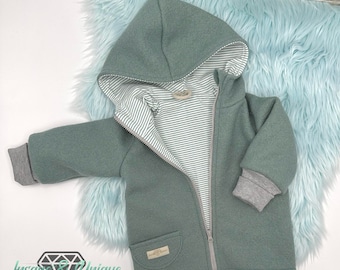 Veste de promenade / manteau de promenade pour enfants, doublé bébé / nombreux tissus au choix / pointe ou capuche ronde, le tout au choix :) Animaux de la forêt / fourrure en peluche