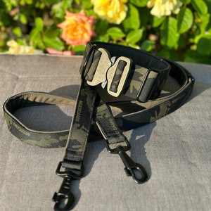 Tactial dog collar personalized with name in camouflage with Cobra buckle from AustriAlpin 5 cm wide padded with softshell image 8
