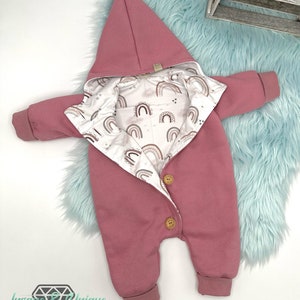 Children's baby sweatsuit / many fabrics to choose from / corner or round hood, zipper or buttons : Jersey image 4