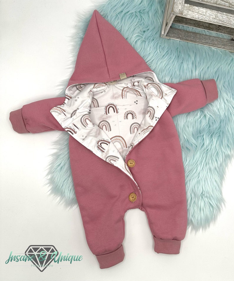 Children's baby sweatsuit / many fabrics to choose from / corner or round hood, zipper or buttons : Jersey image 4