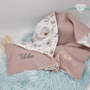 Coperta per bebè waffle piqué / popeline / coperta per gattonare / coperta coccolosa / coperta per passeggino / personalizzabile con nome / regalo di nascita immagine 1