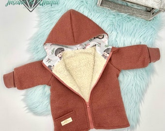 Veste de promenade / manteau de promenade pour enfants, doublé bébé / nombreux tissus au choix / pointe ou capuche ronde, le tout au choix :) Fourrure Teddy