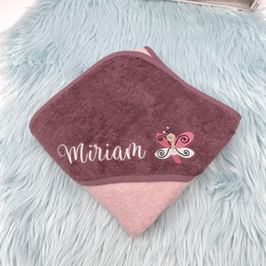 Hooded towel 100 x 100 cm bath towel baby personalized embroidered with name / many colors : Gift for a birth/baptism/birthday image 2