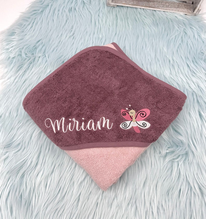 Hooded towel 100 x 100 cm bath towel baby personalized embroidered with name / many colors : Gift for a birth/baptism/birthday image 2