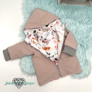 Softshell jacket/ coat for children and babies, lined / many fabrics to choose from / point or round hood, all freely selectable :) Spring