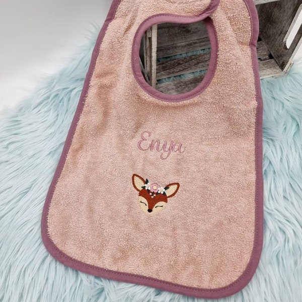 Giant Velcro bib size 30/45 Velcro bib baby personalized with name embroidered / many colors :)