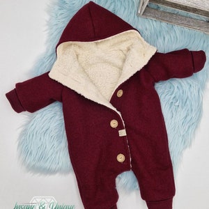 Walk suit / Walk overall children babies lined / point or round hood, zip or buttons, side pockets : Teddy fur 100% cotton image 1