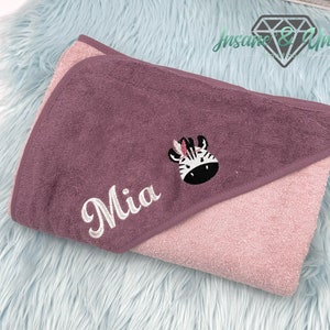 Hooded towel 140 x 140 cm bath towel XXL towel baby personalized with name embroidered / many colors : gift for birth / baptism image 2