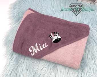 Hooded towel 140 x 140 cm bath towel XXL towel baby personalized with name embroidered / many colors :) gift for birth / baptism