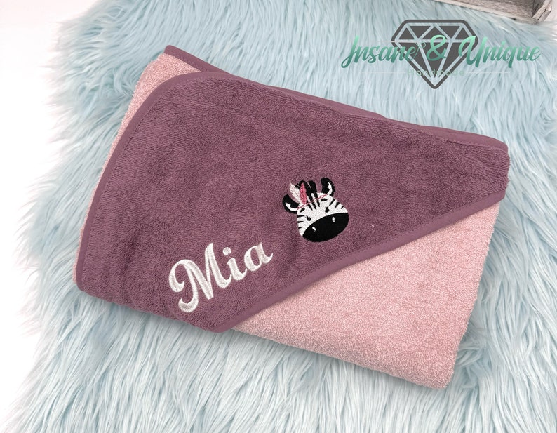 Hooded towel 140 x 140 cm bath towel XXL towel baby personalized with name embroidered / many colors : gift for birth / baptism image 1