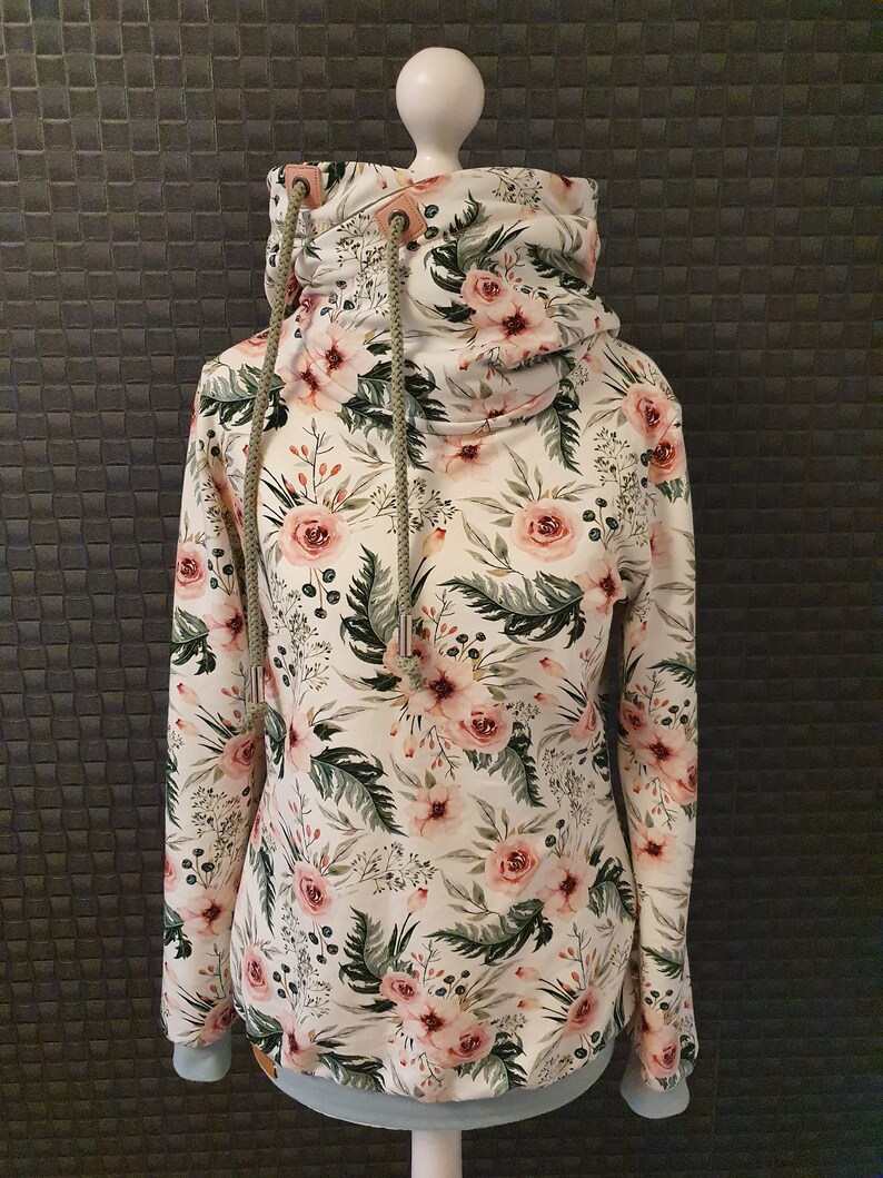 Hoodie Damen Kapuzenpulli Sweatshirt Frauen Sommersweat Frühling Blumen / alle Größen/ Stoff wählbar Größe 32-54 /neue Stoffe Bild 2