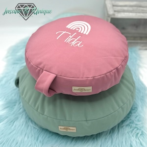 Coussin d'assise personnalisable en softshell déperlant/cadeau/garderie/cercle du matin/extérieur/fait main/chambre d'enfant/coussin de sol/coussin d'assise